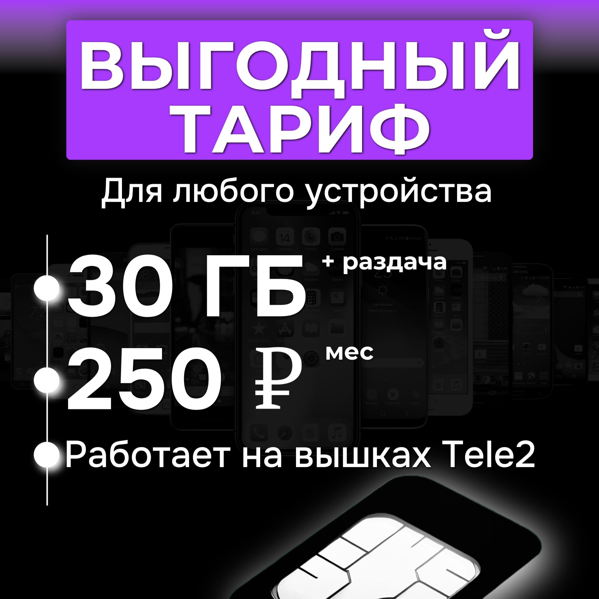 SIMкартасинтернетом30гбза250руб/мес(модемы,роутеры,планшеты,телефона)