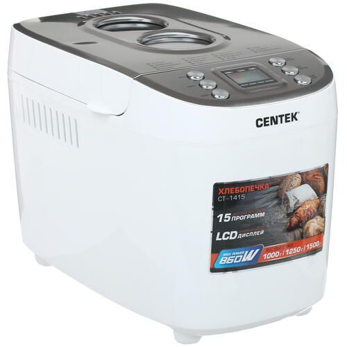 Centek Хлебопечка CT-1415White 860 Вт, вес выпечки 1500 г, программ 15