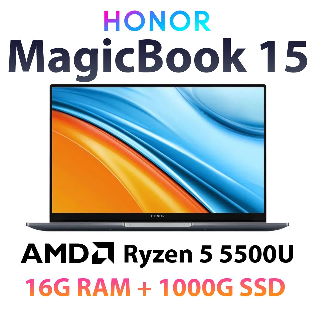 HonorMagicBook15Ноутбук15.6",AMDRyzen55500U,RAM16ГБ,SSD1000ГБ,AMDRadeonGraphics,WindowsPro,серый,Русскаяраскладка