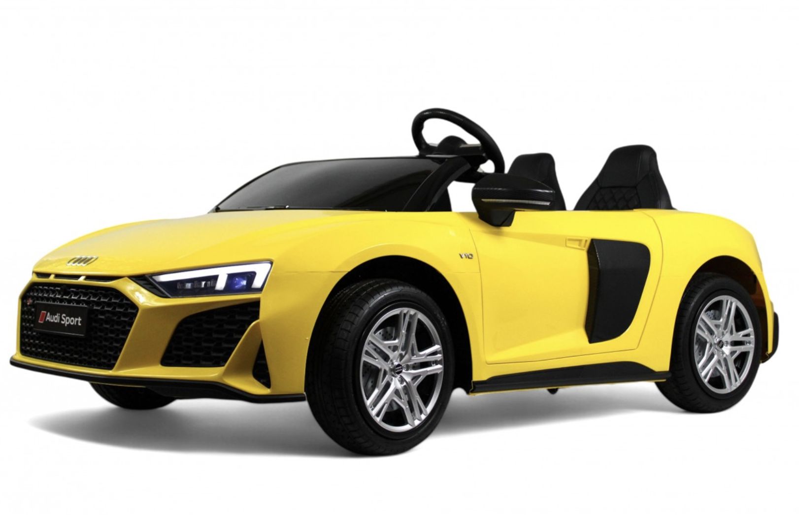 Детский электромобиль RiverToys AUDI R8 M333MM (Лицензионная модель) двухместный желтый