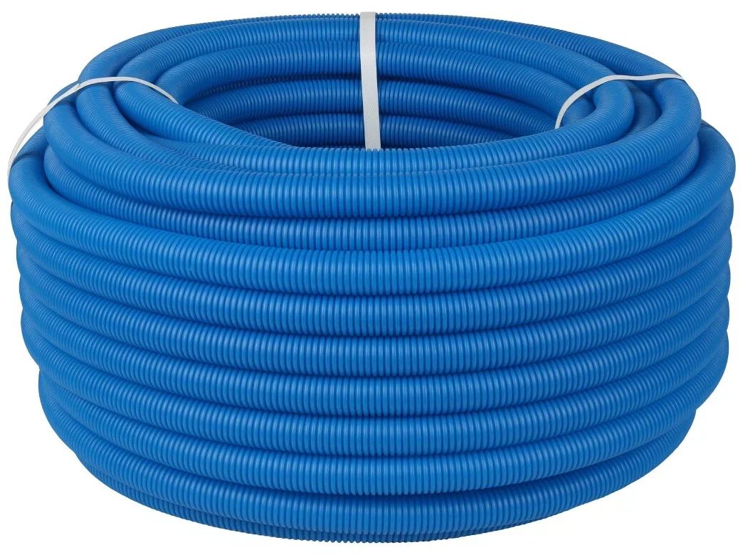 SPG-0001-502316 STOUT Труба гофрированная ПНД, цвет синий, наружным диаметром 23 мм для труб диаметром 16 мм (50 м)