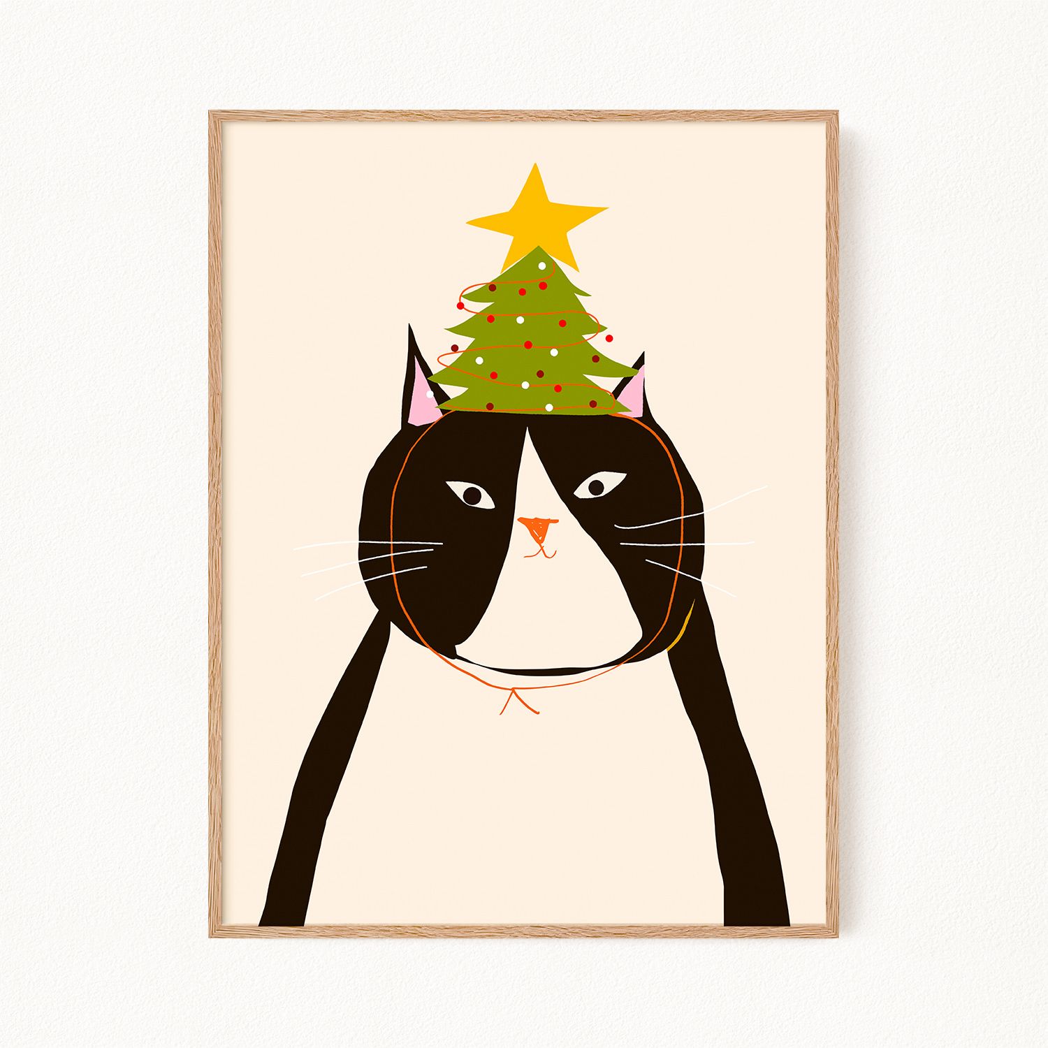 Новогодний постер "Christmas Cat", 30х40 см