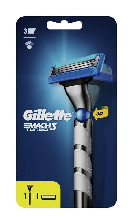 GILLETTE Станок для бритья Mach3 Turbo, 2 сменные кассеты