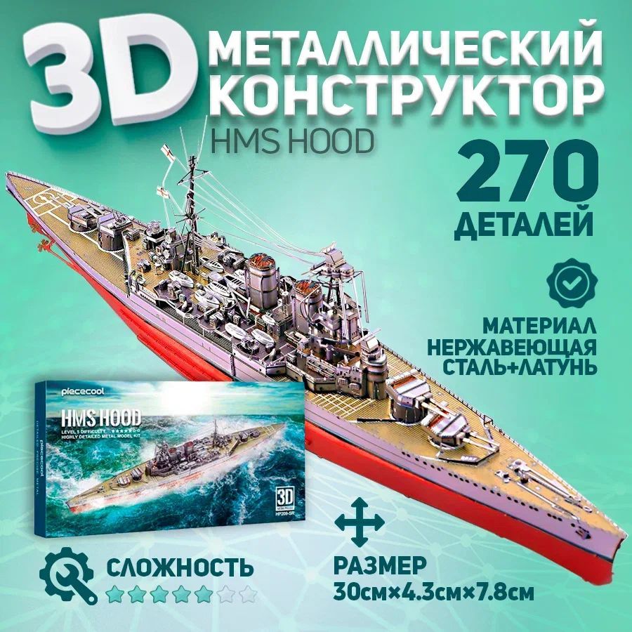 Металлический конструктор 3D, Сборная модель корабля Королевского флота Великобритании, конструктор для взрослых и подростков Piececool, 3D пазл