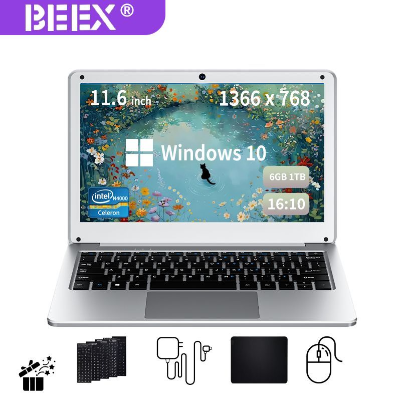 BEEXN116A-N4000Ноутбук11.6",IntelCeleronN4000,RAM8ГБ,SSD,IntelUHDGraphics600,WindowsPro,серебристый,Русскаяраскладка