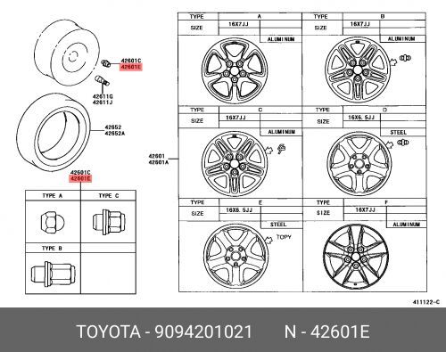 КрепежTOYOTA9094201021