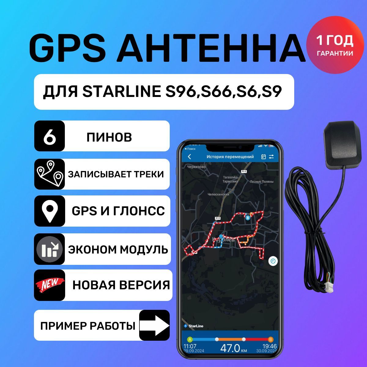 Антенна ГЛОНАСС GPS для сигнализаций Starline 6 поколения для s96, S96, s9, s6, S9, AS90