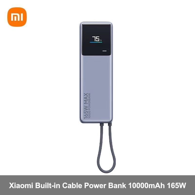 Xiaomi165ВтPowerBank10000PB1165MIВстроенныйкабельUSBCLEDдисплейПортативноезарядноеустройство