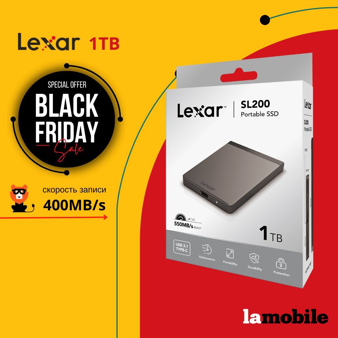 Внешний SSD-накопитель Lexar SL200 1TB USB 3.1 Gen 2 Type-C