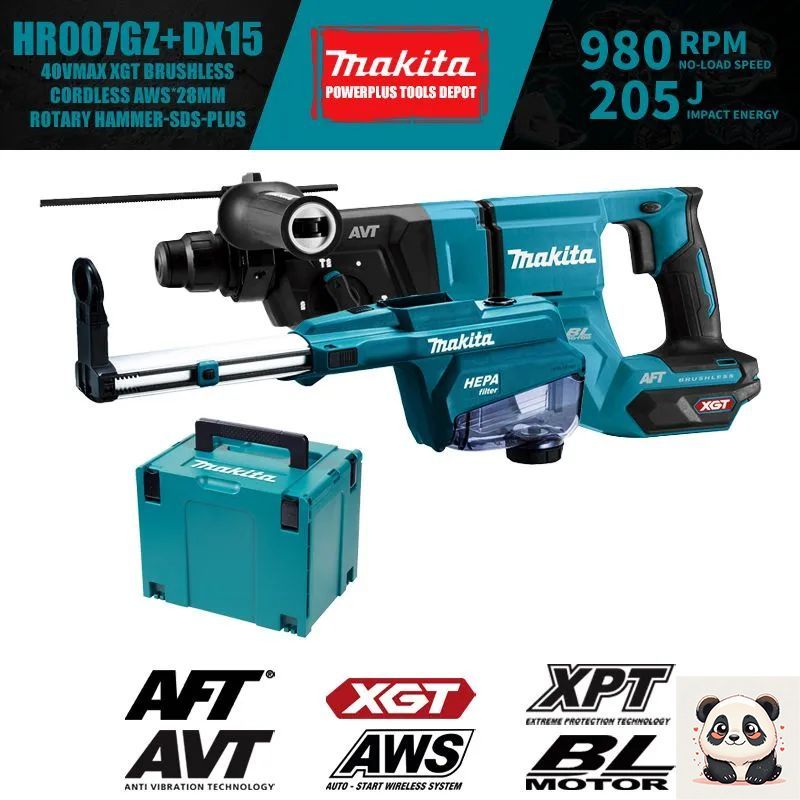 MakitaHR007GZ02БесщеточныйаккумуляторныймолотокAWS*28мм40VmaxXGTRotaryHammer-SDS-Plus