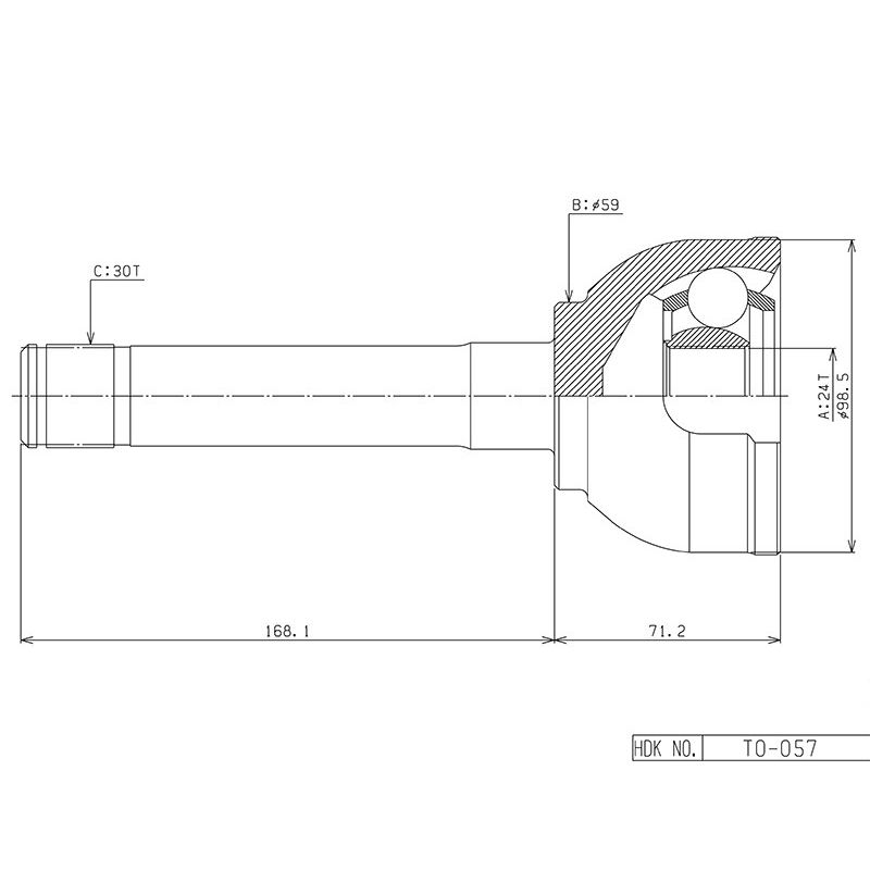 шрус наружный toyota land cruiser 80/105 90-94- короткий HDK TO-057