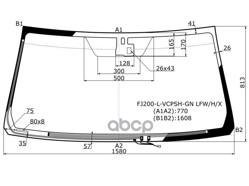 XYG Стекло лобовое (Обогрев щеток/ Датчик дождя) Toyota Land Cruiser (J200) 07-15 / Lexus LX 07-15