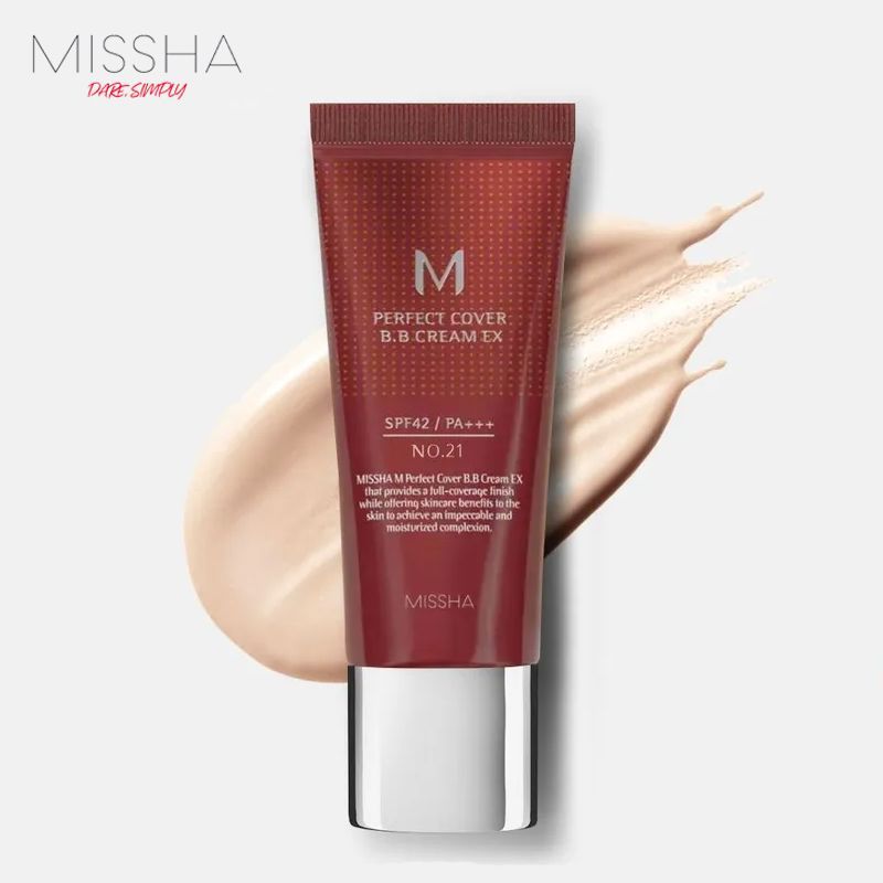 MISSHA Тональный ББ крем для лица M Perfect Cover BB Cream (No.21 Light Beige) 20мл SPF42/PA+++ Корейская косметика