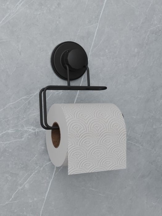 Фото товара на маркетплейсе ozon Держатель для туалетной бумаги без крышки, самоклеющийся, стальной, черный, Milardo, Easy, EASBWS0M43