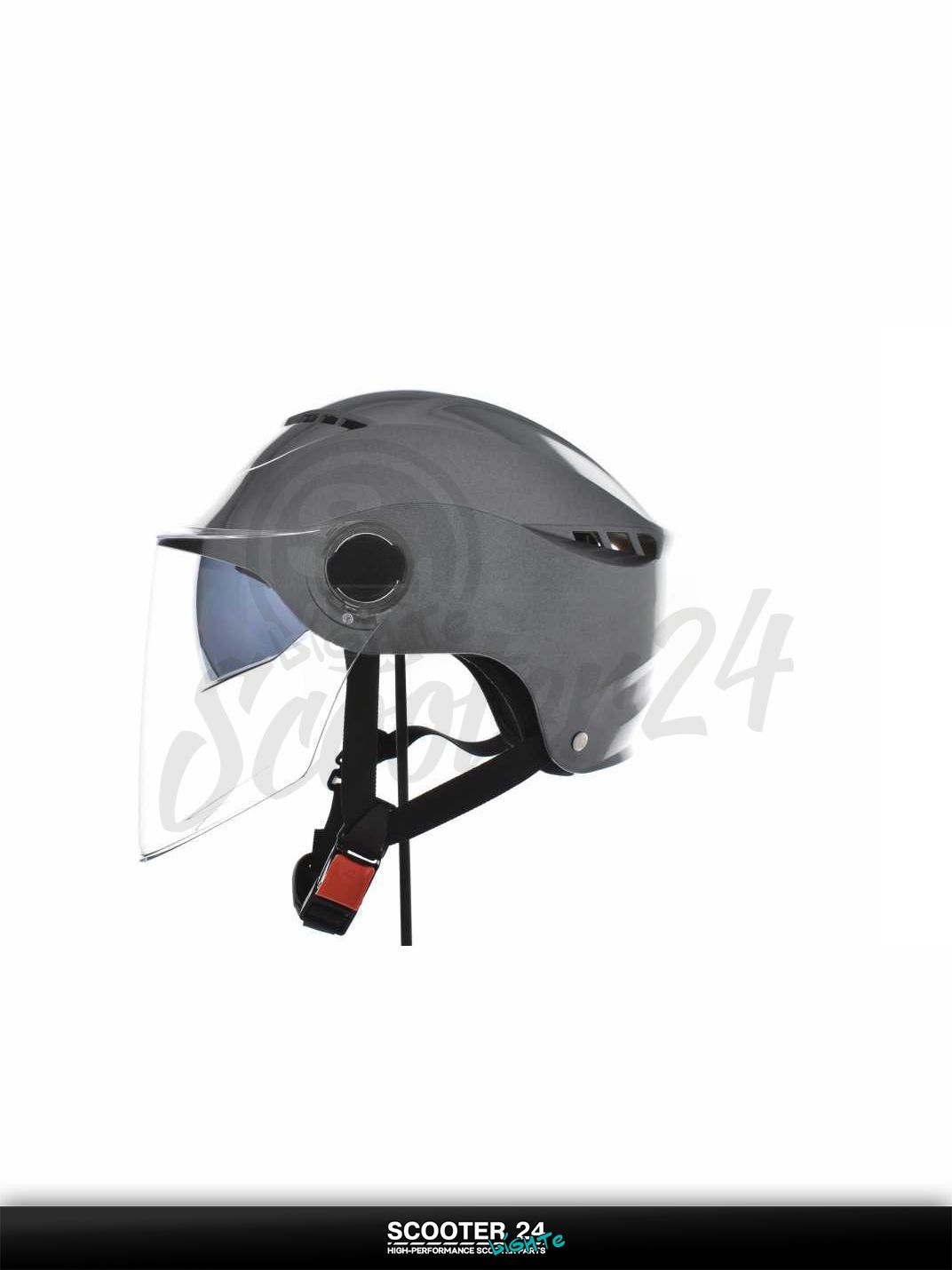 Мотошлем открытый ( вело/самокат) "DAVID" (#S327, серый глянцевый, регулятор размера, очки, A на мотоцикл / мопед и скутер