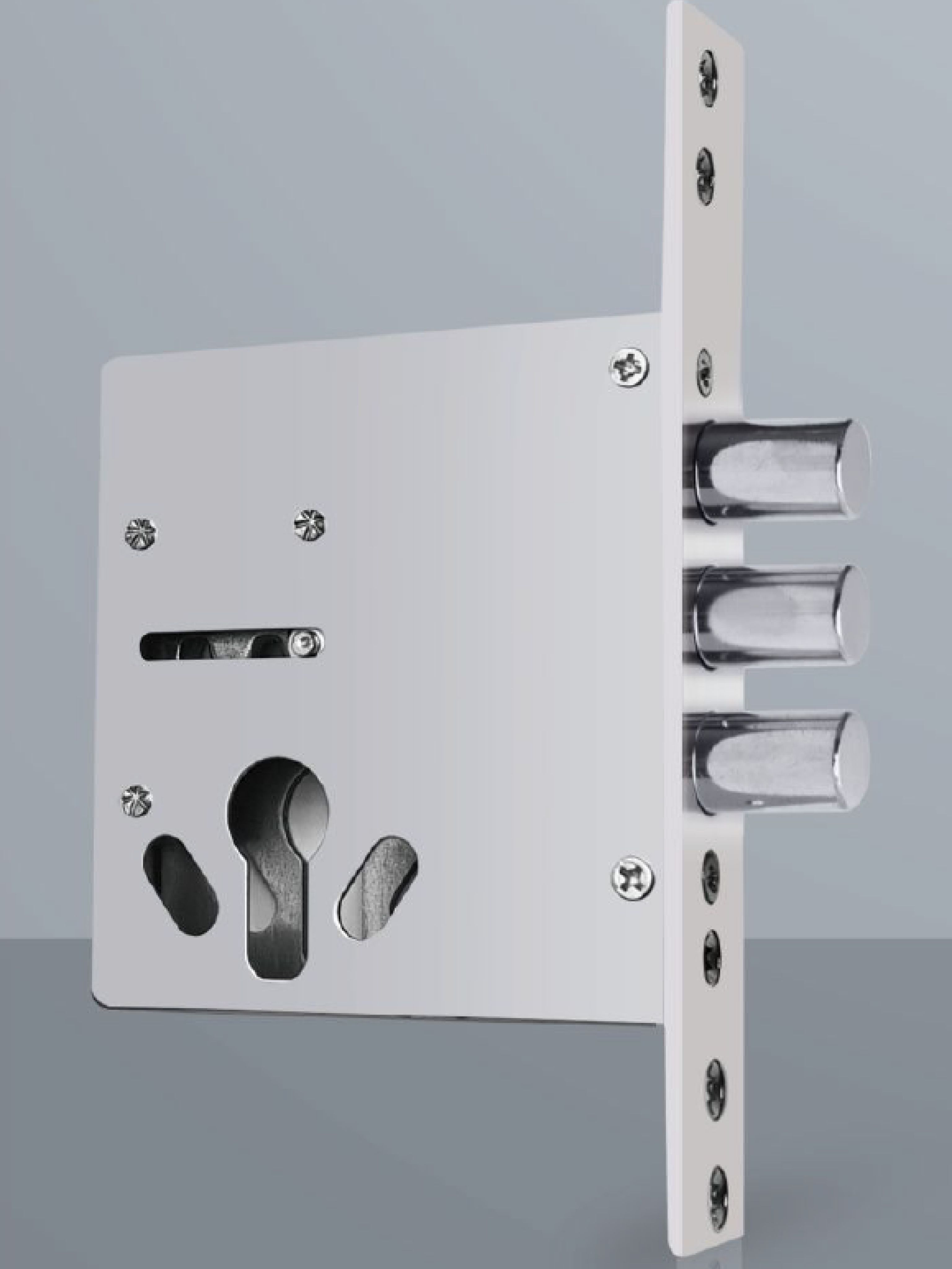 Замок врезной цилиндровый для входной металлической сейф двери Akomuto ЗВ 856, хром