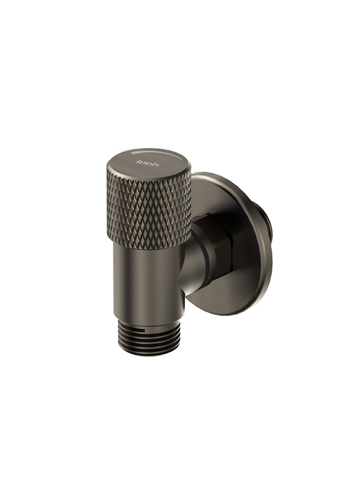 Фото товара на маркетплейсе ozon Кран угловой с отражателем, вынос 2 см, 1/2; 1/2, кран-букса, латунь, графит матовый, IDDIS, 910B1A6C2GMZ