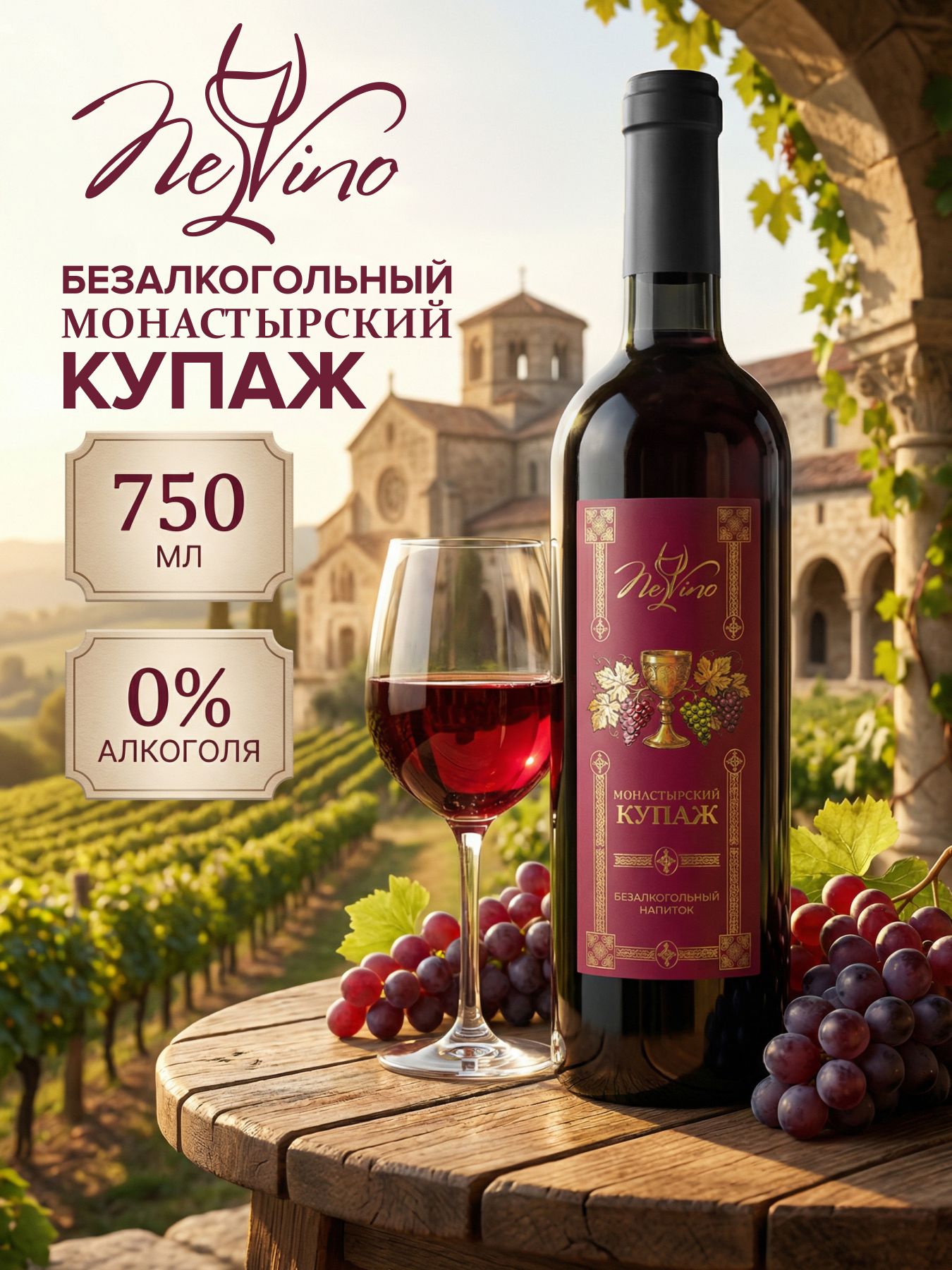 Безалкогольное вино Монастырский купаж 750 мл