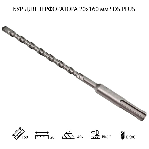 Бур для перфоратора по бетону 20х160 мм SDS PLUS 1 шт - купить по ...