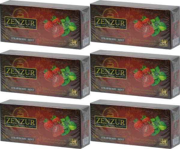Zenzur Чай черный цейлонский Strawberry-Mint, с клубникой и мятой, 25 ...