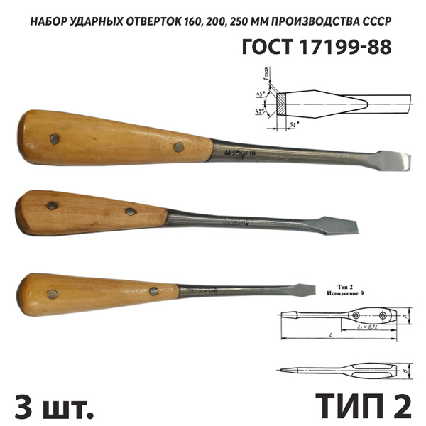 Ударная отвертка с прямым шлицем для слесарно-монтажных работ СССР ГОСТ ...