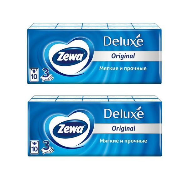 Платочки бумажные носовые Zewa Deluxe, 2 пачки - купить с доставкой по ...