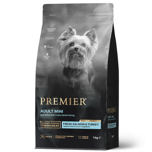 Сухой корм Premier Dog Salmon&Turkey ADULT Mini для взрослых собак ...