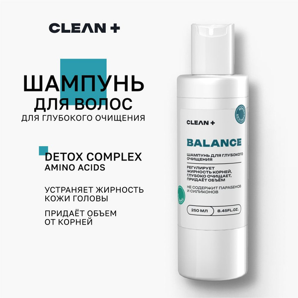 CLEANPLUS Шампунь глубокой очистки для жирной кожи головы от перхоти ...