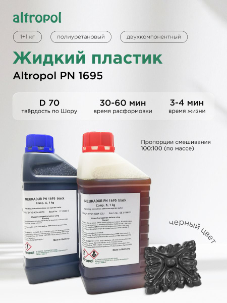 Жидкий полиуретановый пластик Altropol PN 1695 (A+B) чёрный, 2 кг ...