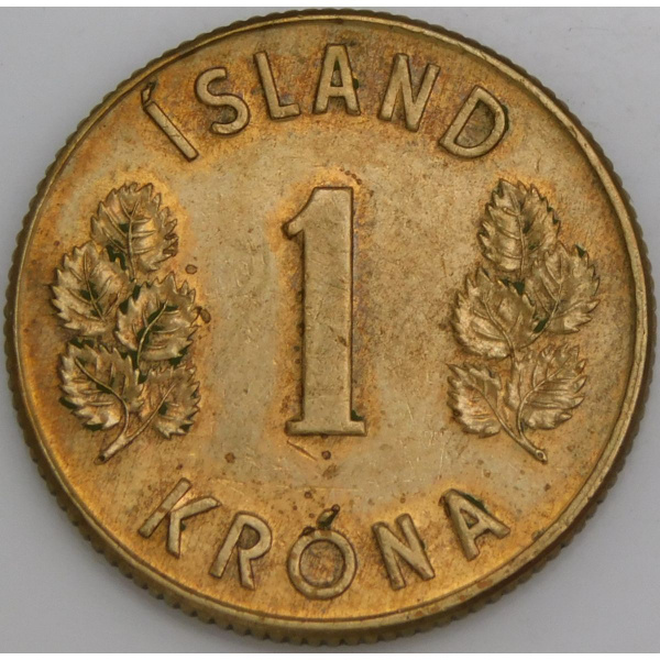 Исландия монета 1 крона 1957-1975 КМ12а aUNC арт. 6503 - купить в ...