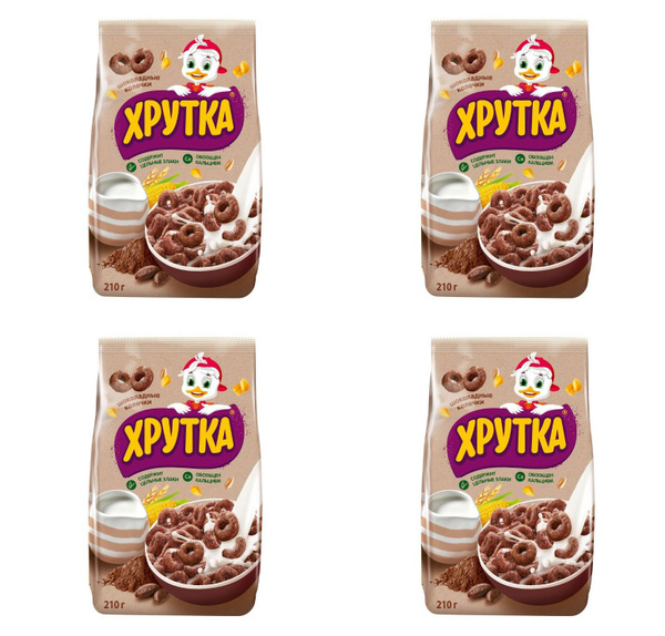 Хрутка Хлопья Шоколадные колечки, 210 г, 4 уп - купить с доставкой по ...