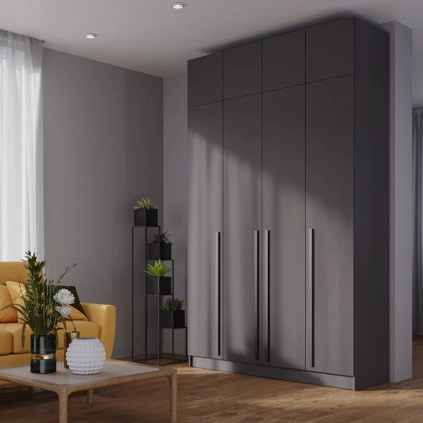 Шкаф распашной HomeGrad BOSTON с антресолью 1200*2600*500, графит ...