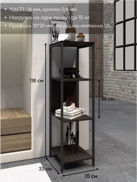 Стеллаж Стеллаж_лофт_35, 35х33х118 см, Урал агро - купить по выгодной ...