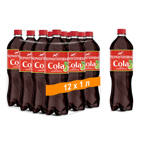 Лимонад ЧЕРНОГОЛОВКА "Кола Лайм-мята", 12 шт по 1 л, ПЭТ - купить с ...