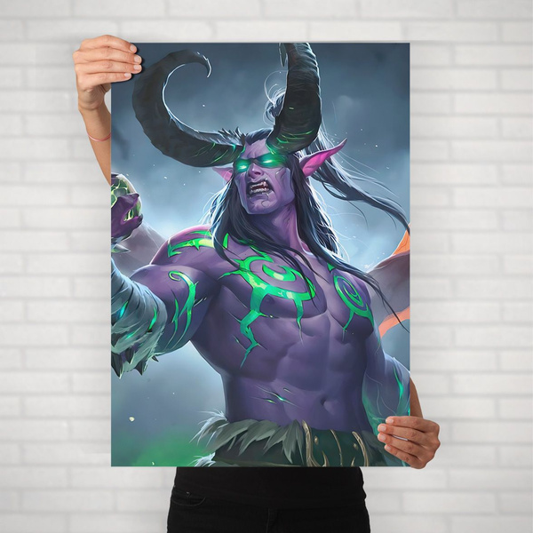 Вопросы и ответы о Плакат на стену для интерьера Варкрафт (Иллидан 14 ...