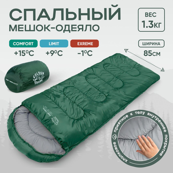 Спальный мешок туристический Golden Shark FERT 150 XL, левая молния ...