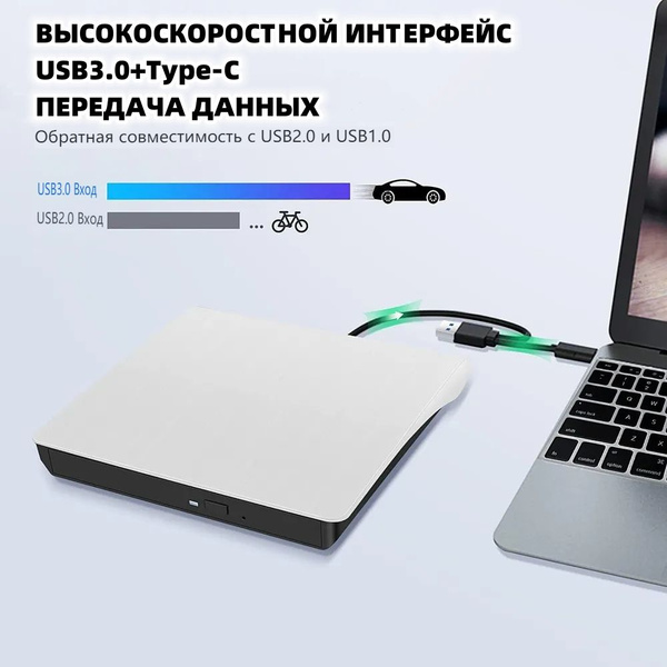 Внешний дисковод для ноутбука (оптический привод) CD / DVD - USB 3.0 ...