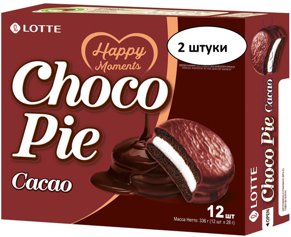 Печенье прослоенное глазированное Lotte Choco Pie Cacao (Чокопай) 336 ...