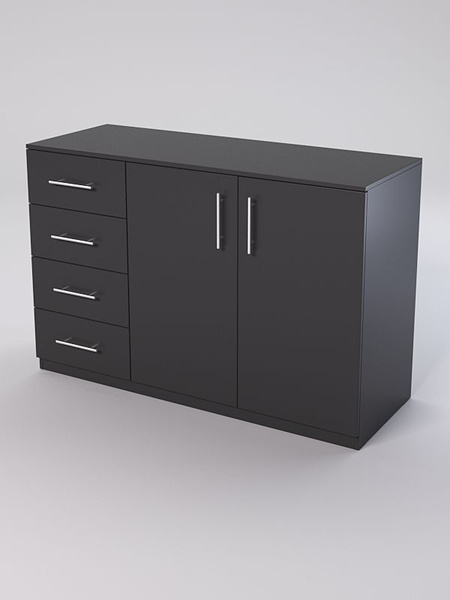 Тумба офисная Westcom Тумба для офисной техники №10-2_Черный, 135x50x90 ...