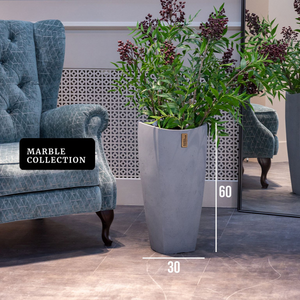 Кашпо напольное высокое для цветов уличное Marble Collection, трапеция ...