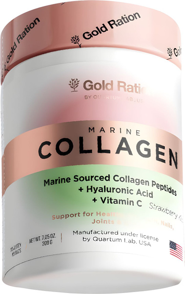 Морской коллаген с гиалуроновой кислотой + C, вкус клубника киви / Gold ...