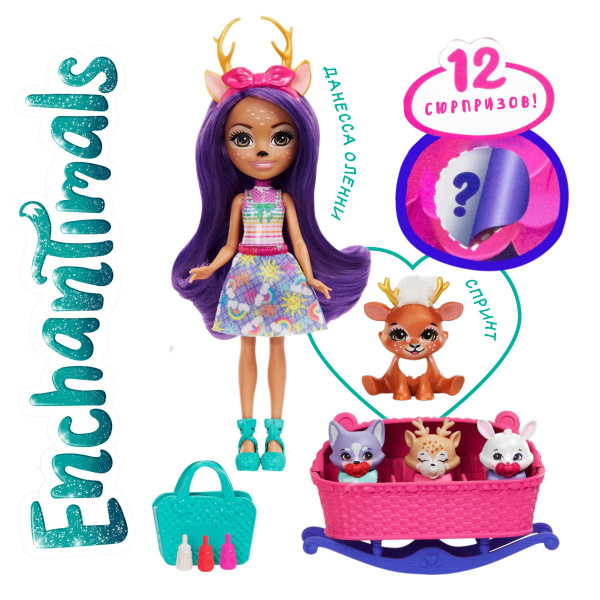 Кукла Enchantimals Best Friends HLK84 Данесса Оленни с питомцами и ...