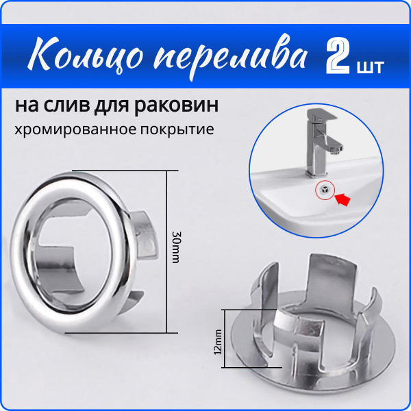 Кольцо пластиковое для перелива отверстия раковины, 2шт, хром - купить ...