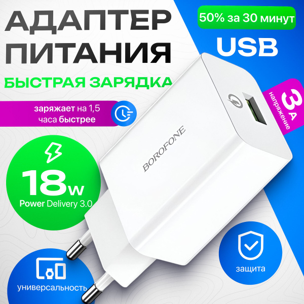 Сетевое зарядное устройство BOROFONE BA21A Long journey_2_USB Type-C ...