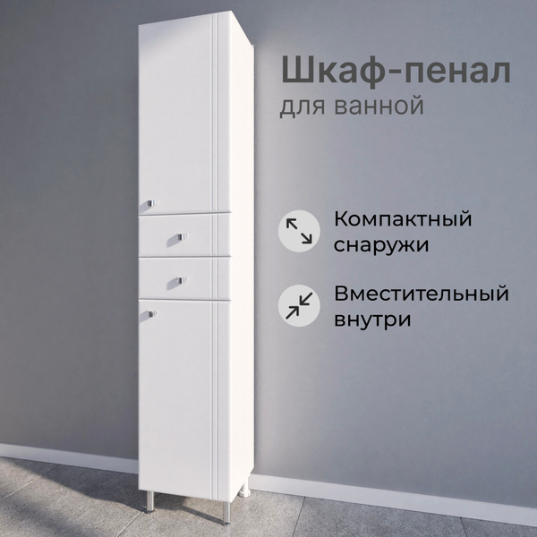 Узкий шкаф-пенал в ванную комнату ТУРА П.01-3601/Н Альтерна - купить с ...