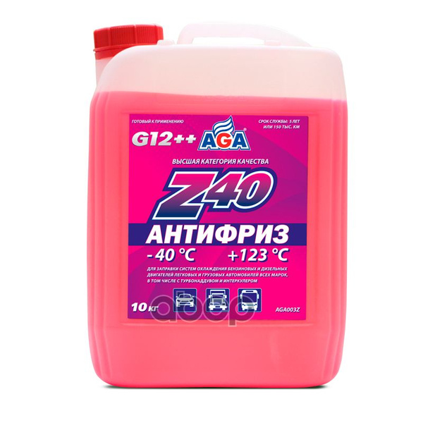 Антифриз AGA Aga Z-40 G12++ Готовый -40C Красный 10 Кг Aga003z купить ...