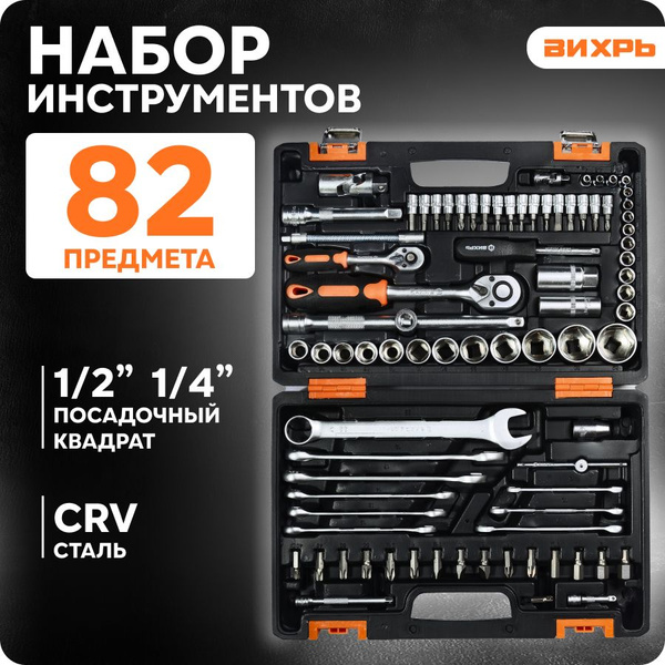 Набор инструментов для автомобиля и дома в пластиковом кейсе НИ-82 ...