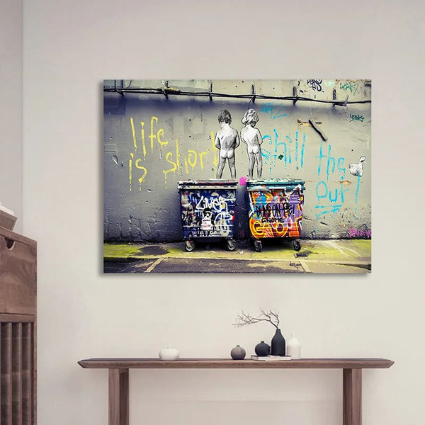 Картина Бэнкси, Banksy, уличное граффити, 80х110 см. - купить по низкой ...