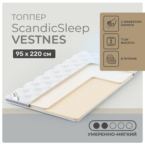 Характеристики Топпер ScandicSleep Vestnes 95x220, беспружинный, в ...