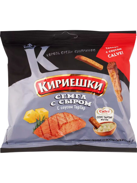 Сухарики ржано-пшеничные КИРИЕШКИ Семга с сыром, с соусом - купить с ...